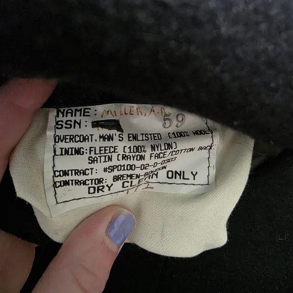 Vintage Quarterdeck U.S. Navy Man's Overcoat DSCP Wool Peacoat Men's 42L Black - Picture 6 of 8